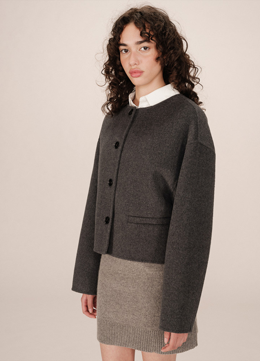 羊毛混紡短大衣